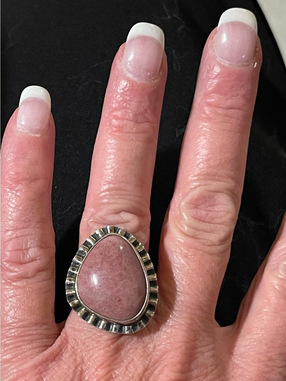 Sterling Silver Pink Stone Statement Ring